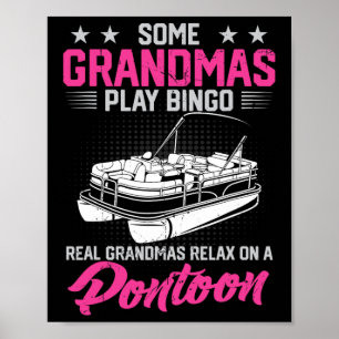 Boating Party Funny Grandmas Relax On A Pontoon Bo Poster