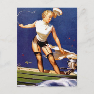 Boating Pin-Up Postcard