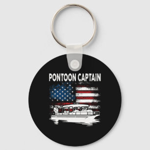 Boating Pontoon Captain 4th Of July Pontoon Boat Keychain