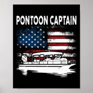 Boating Pontoon Captain 4th Of July Pontoon Boat Poster