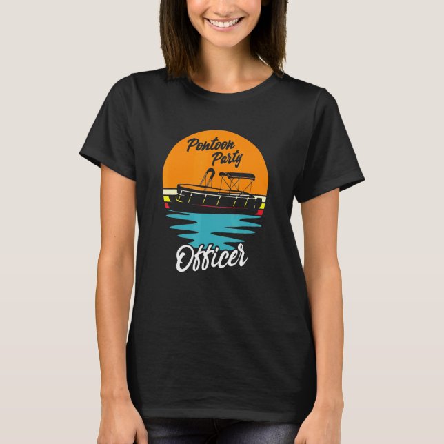 Boating Pontoon Party Pontoon Party Retro Sunset B T-Shirt (Front)