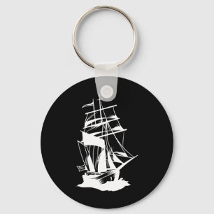 Boating Sailing Line Drawing Ocean Sea Yacht Sailo Keychain
