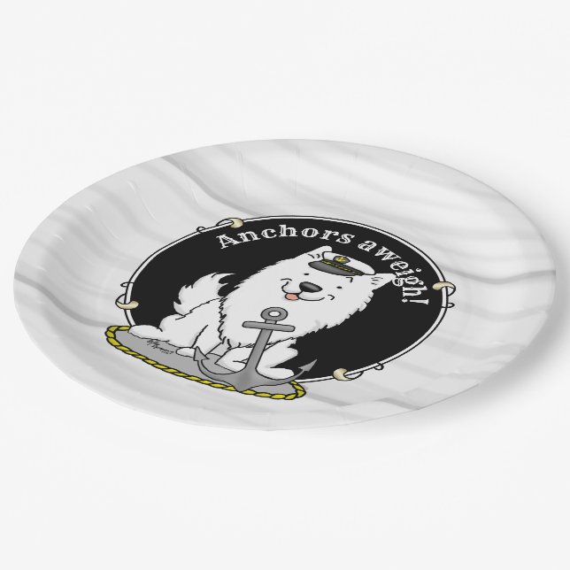 Boating Sailing Nautical American Eskimo Dog Cute Paper Plate (Angled)