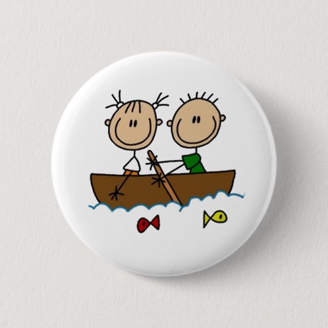 Boating Stick Figures 2 Inch Round Button (Front)