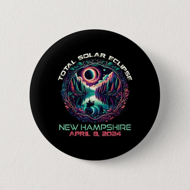Boating Total Solar Eclipse New Hampshire NH 2 Inch Round Button (Front)