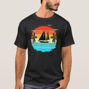 Boating Vintage Sunset Sailing Sail Boat T-Shirt