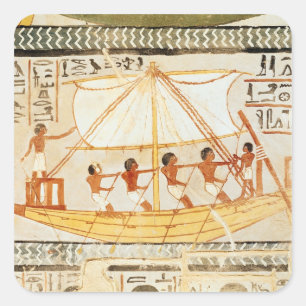 Boatmen on the Nile, from the Tomb of Sennefe Square Sticker