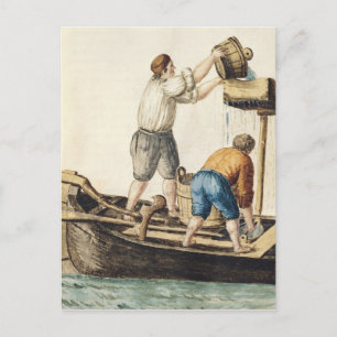 Boatmen Pouring Fresh Water into the Pipelines Postcard