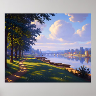 Boats Along the Quiet River Poster