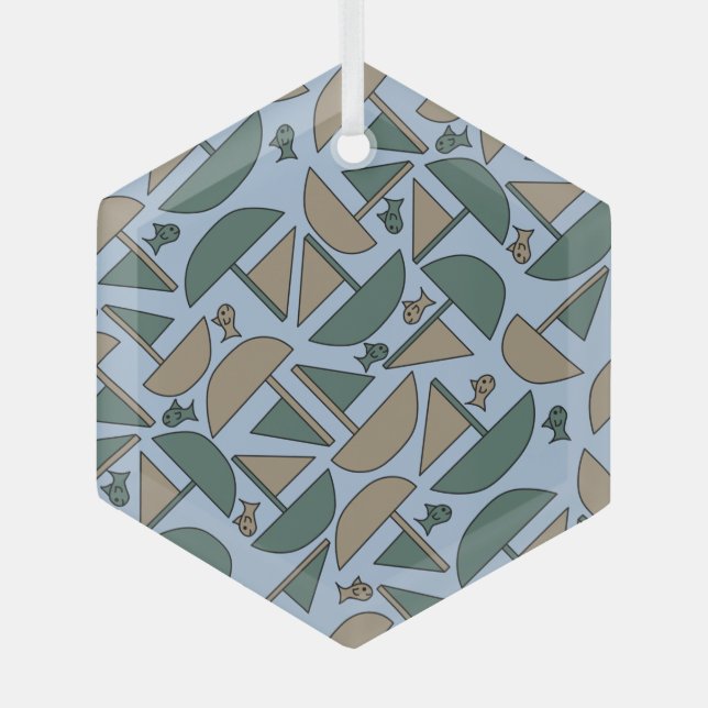 Boats and Fish Glass Ornament (Front)