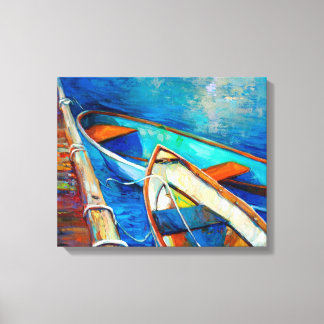 Boats and pier canvas print