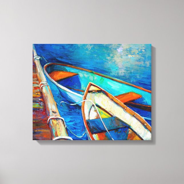 Boats and pier canvas print (Front)