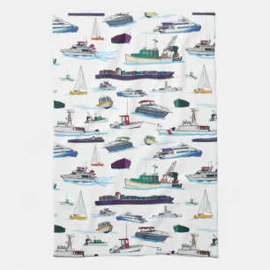 Boats and Ships Random Patterns Kitchen Towel