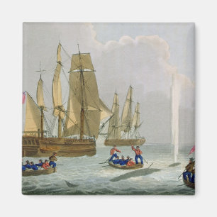 Boats Approaching a Whale, engraved by Matthew Dub Magnet