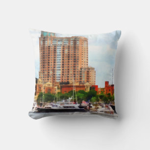 Boats at Inner Harbour Baltimore MD Throw Pillow