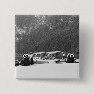 Boats at Konigssee, c.1910 2 Inch Square Button