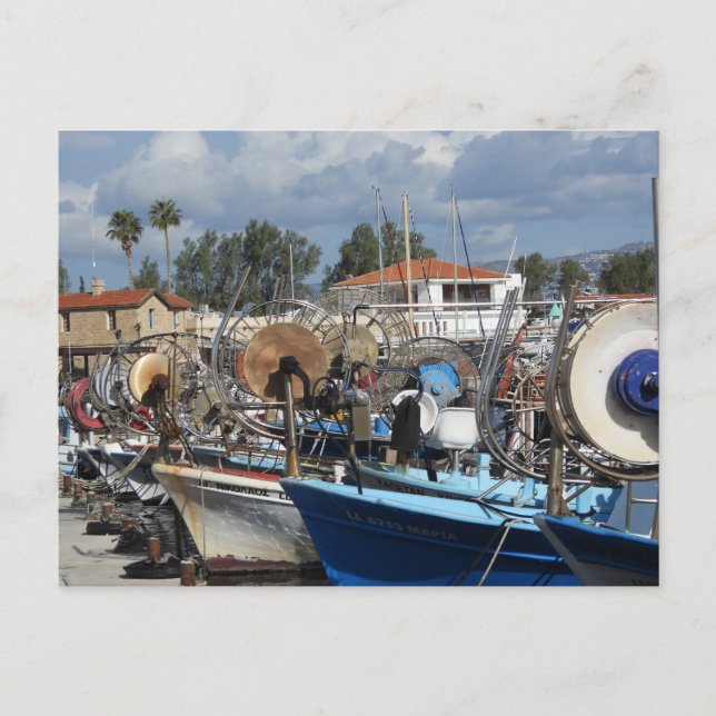 Boats at Paphos Harbor Postcard (Front)