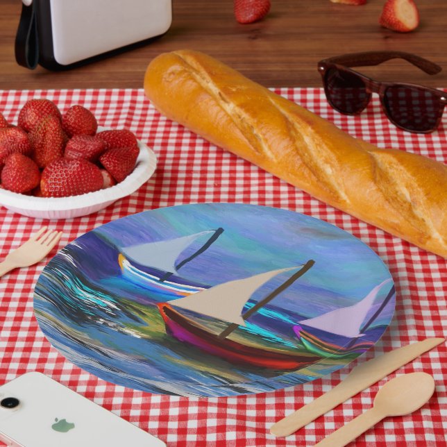 Boats at sea  paper plate (Picnic)