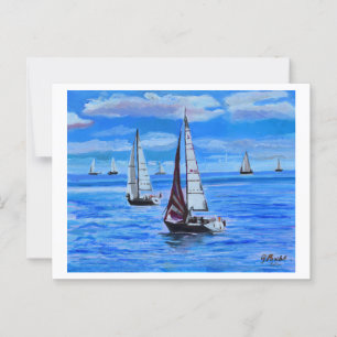 Boats at Sea Postcard