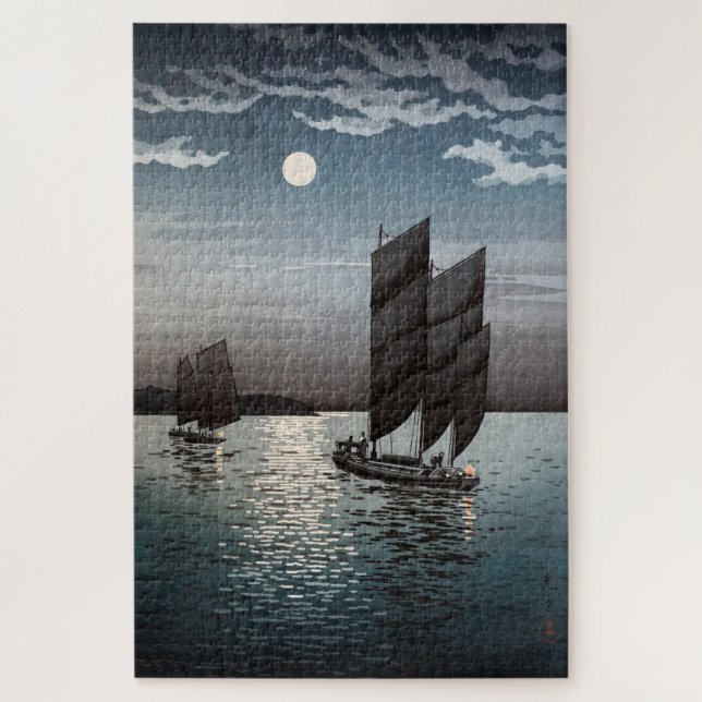 Boats at Shinagawa by Tsuchiya Koitsu Jigsaw Puzzle (Vertical)