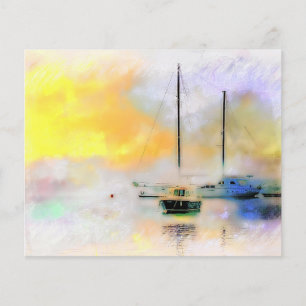 boats at sunset background paper craft