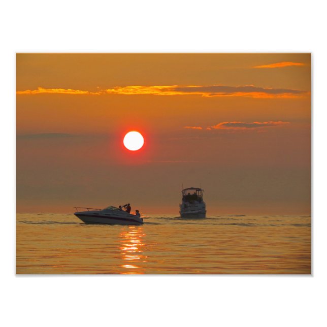 Boats at Sunset - Lake Michigan Photo Print (Front)