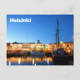 Boats at the Helsinki Market Square on evening Postcard