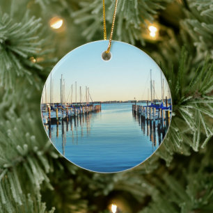 Boats At The Marina by Shirley Taylor Ceramic Ornament