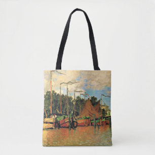 Boats at Zaandam by Claude Monet, Tote Bag