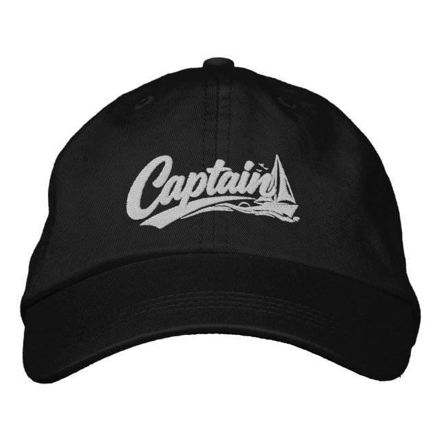 Boats Captain Simple Bold Typography Style Embroidered Hat (Front)