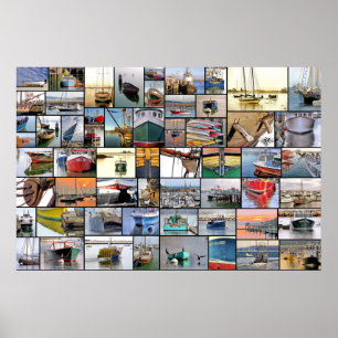Boats collage poster 36 x 24