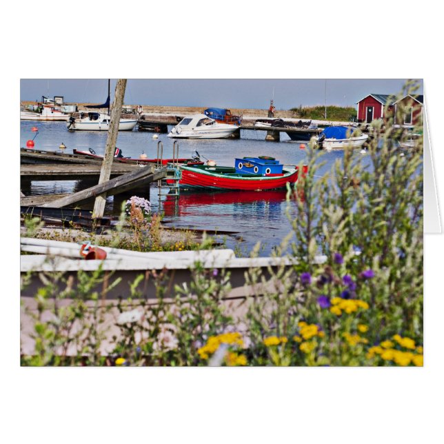 Boats docked in small harbour (Front Horizontal)