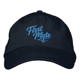 Boats First Mate Sailor Simple Bold Typography Embroidered Hat