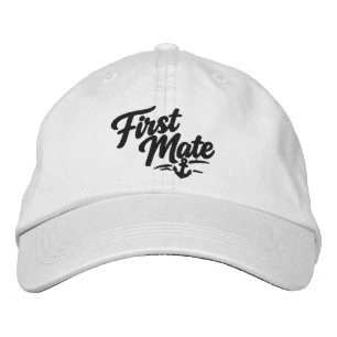 Boats First Mate Sailor Simple Bold Typography Embroidered Hat