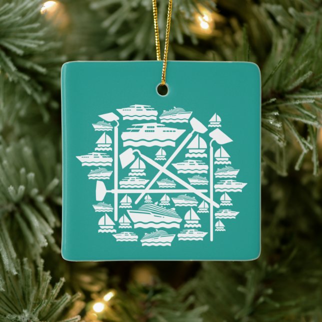 Boats & Hoes Ceramic Ornament (Tree)