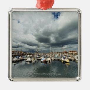 Boats In A Harbour Metal Ornament
