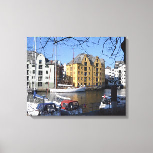Boats In Alesund Norway Canvas Print