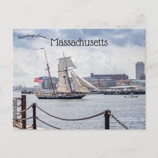 Boats in Boston Harbour Massachusetts Postcard (Front)