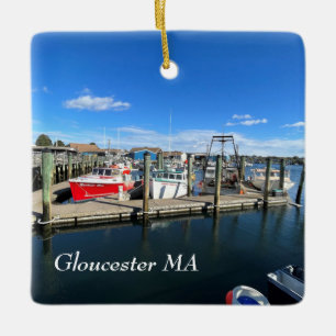 Boats in Gloucester harbour Ceramic Ornament