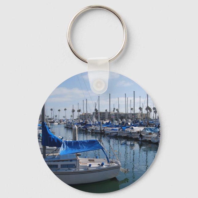 Boats in harbour keychain (Front)