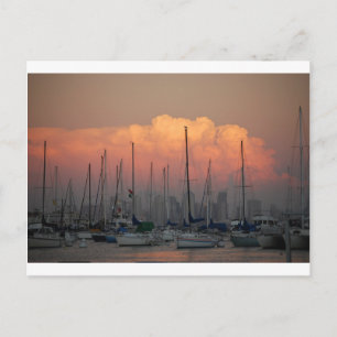 Boats in harbour postcard