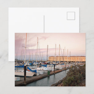 Boats in marina postcard