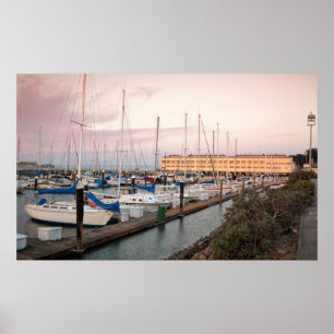 Boats in marina poster