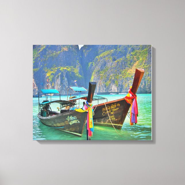Boats in Maya Bay Canvas Print (Front)