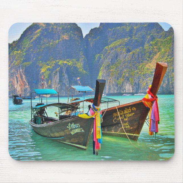 Boats in Maya Bay Mouse Pad (Front)