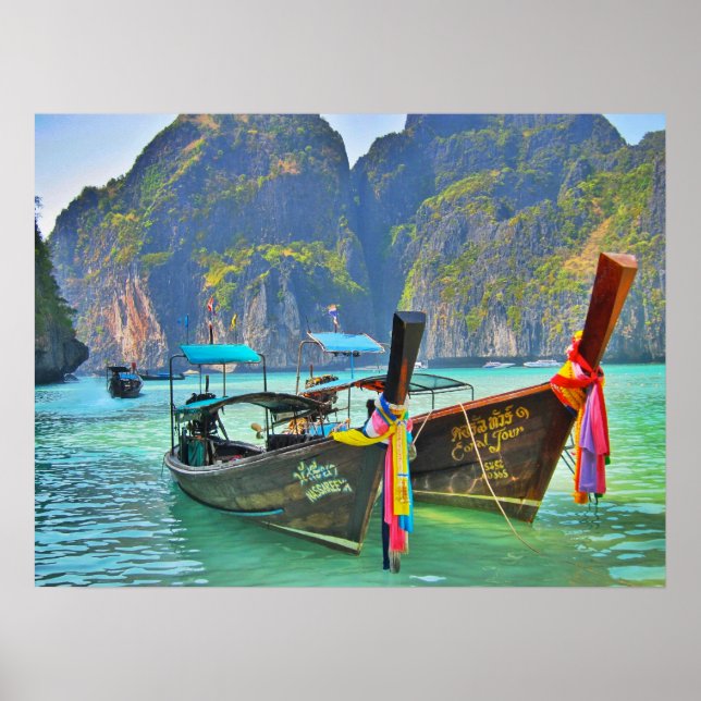 Boats in Maya Bay Poster (Front)