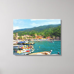 Boats in Monterosso, Cinque Terre, Italy Canvas Print