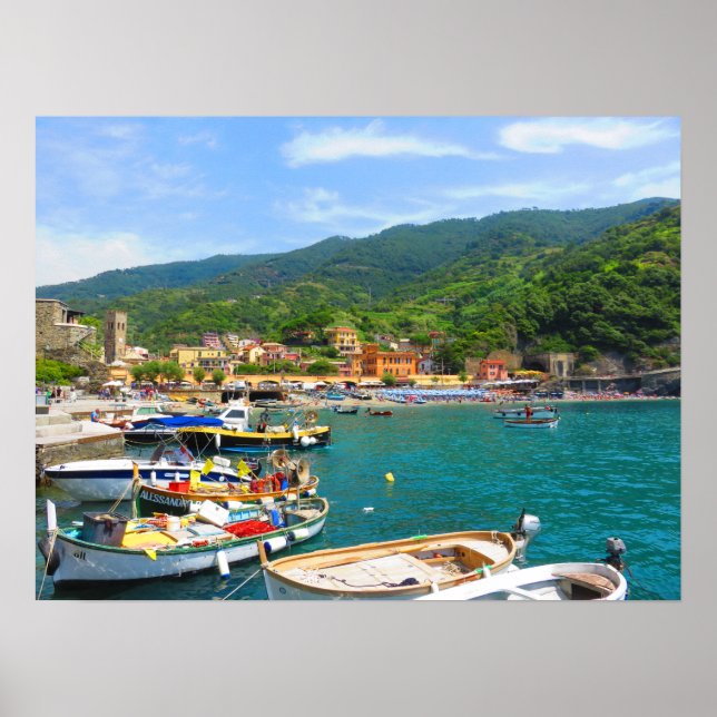 Boats in Monterosso in Cinque Terre, Italy Poster (Front)