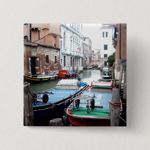 Boats in Venice 2 Inch Square Button