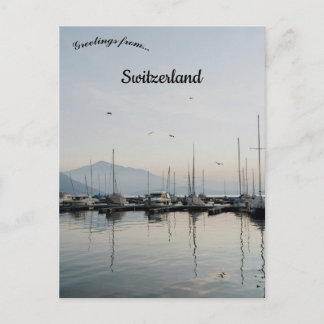Boats in Zug Switzerland Postcard